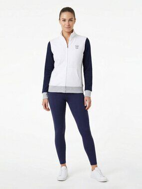 Royal Caribbean White/Navy/Grey Zip Up Fleece Sweater size Small